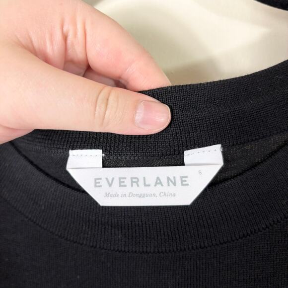 Everlane Black Relaxed Fit Lightweight Pure Wool Crewneck Short Sleeve T Shirt - Picture 11 of 11